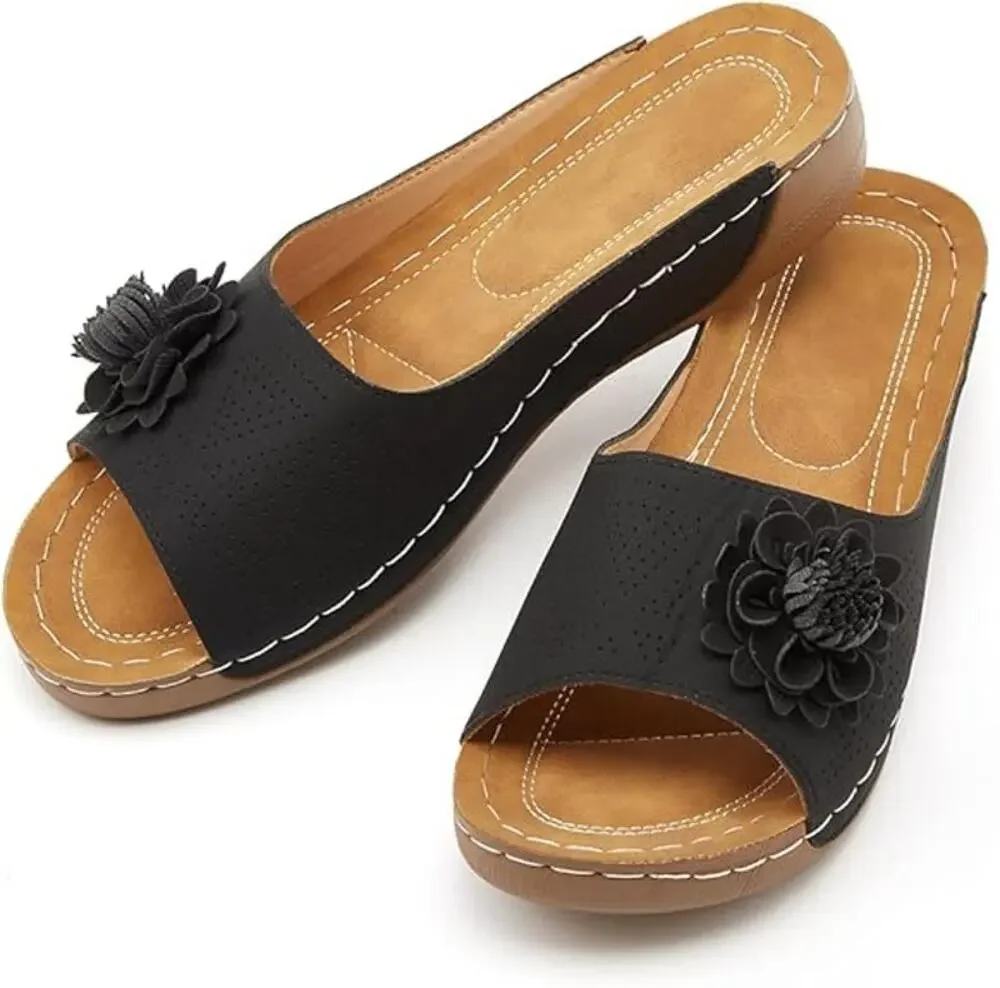 NWT ~ Black Summer Beach Wedge Open Toe Sandals ~ Women's Size 12 (EU 43)